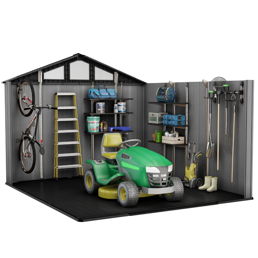 Stronghold 10x11.5ft Premium Outdoor Storage Shed – 3m x 3.5m Grey Resin Garden Shed