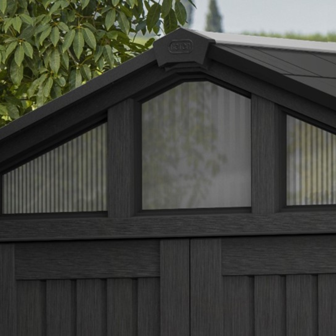 Stronghold 10x11.5ft Premium Outdoor Storage Shed – 3m x 3.5m Grey Resin Garden Shed