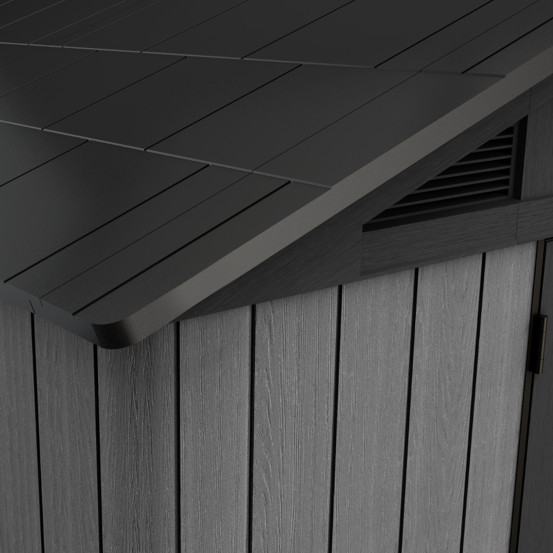 Stronghold 10x8ft Premium Outdoor Storage Shed – 3m x 2.4m Grey Resin Garden Shed