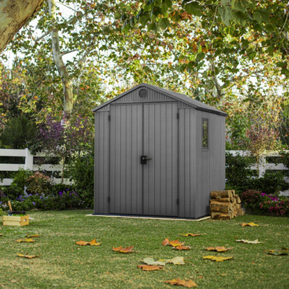 Darwin 6x6ft Premium Outdoor Garden Shed – 1.9m x 1.8m Grey Resin Storage Shed
