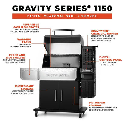 Gravity-Feed 1150 Charcoal BBQ & Smoker Starter Pack