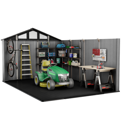 Stronghold 10x15ft Premium Outdoor Storage Shed – 3m x 4.5m Grey Resin Garden Shed