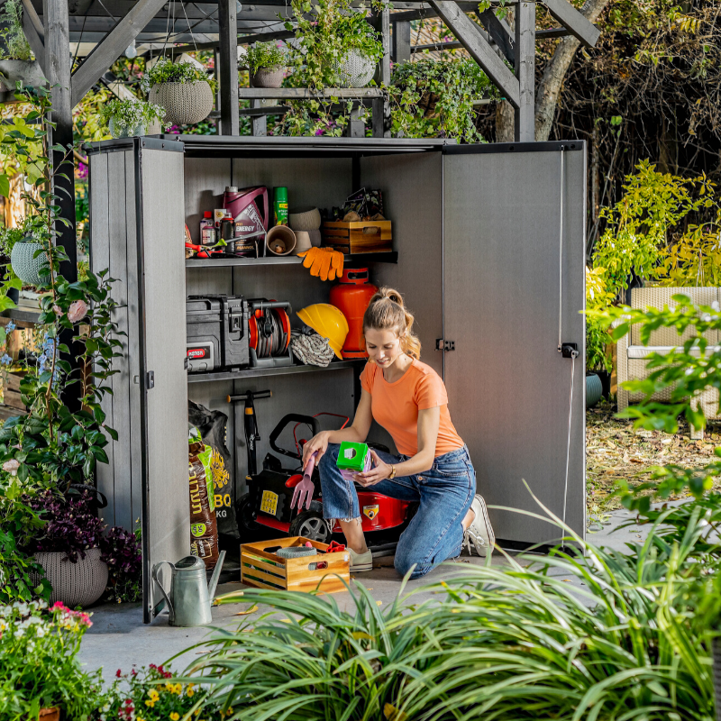 High Store PLUS Outdoor Storage Cabinet – 1400L Weather-Resistant Resin Garden Storage