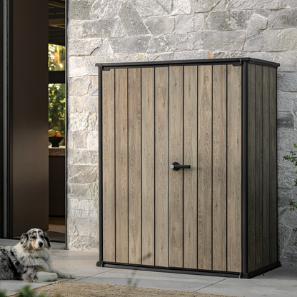 Signature Collection Vertical Storage Shed – Resin Outdoor Garden Cabinet